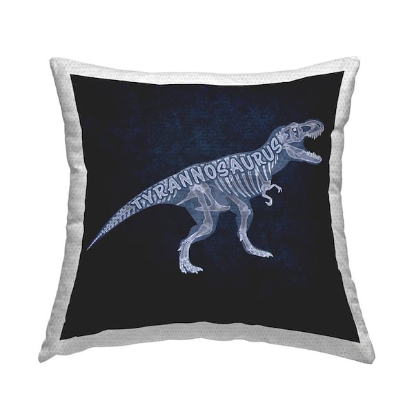 Stupell Industries Blue T-Rex Skeleton Blue Square Outdoor Throw Pillow