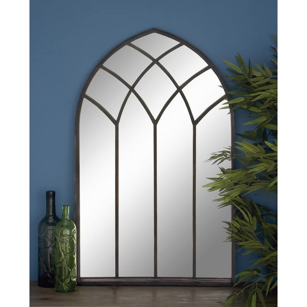 Black Arched Windowpane Full Length Wall Mirror