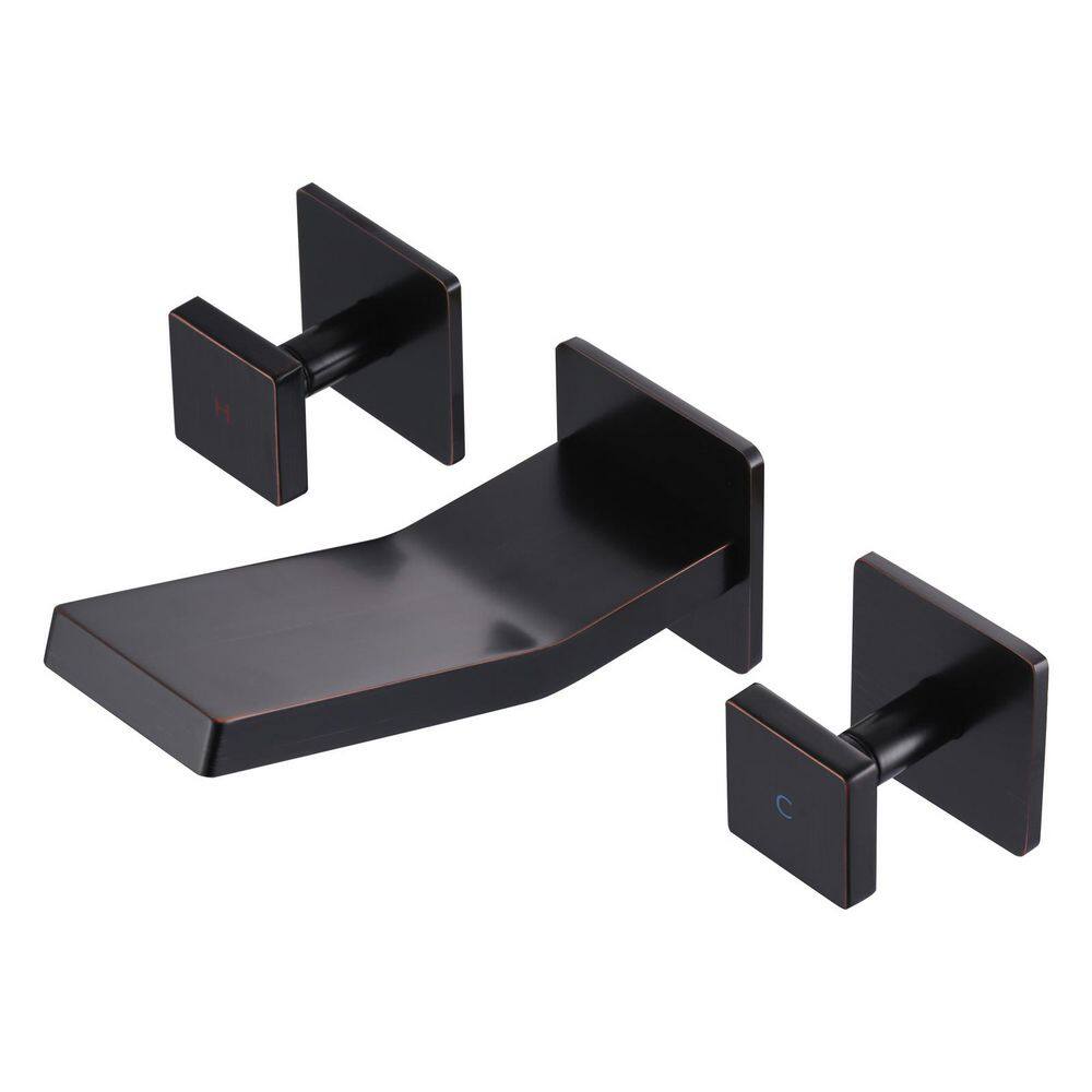 Double Handle Solid Brass Wall Mounted Bathroom Faucet, Waterfall Basin Faucet in Oil Rubbed Bronze price history on PriceWatchPro