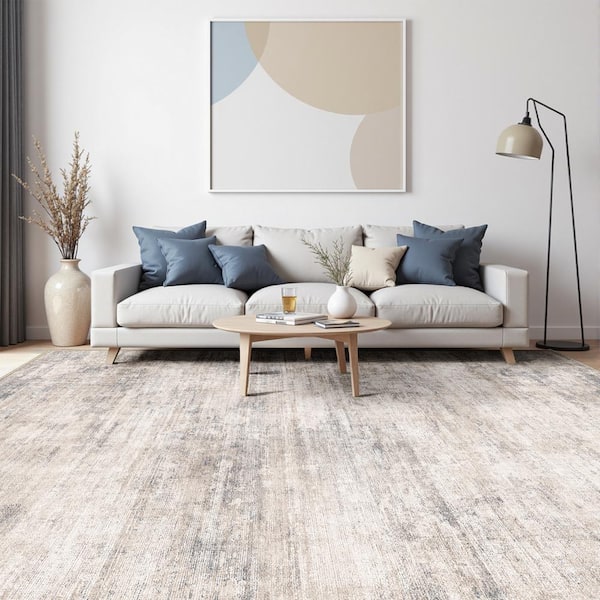 Aurora Beige/Gray 5 ft. x 7 ft. Modern Abstract Area Rug