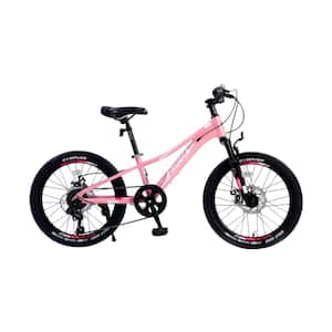 20 in. 7-Speed Girls and Boys Aluminum Alloy Mountain Bike in Pink 