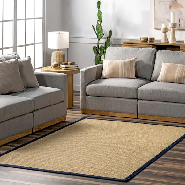 Suki Casual Faux Seagrass Navy 9 ft. x 12 ft. Indoor/Outdoor Area Rug