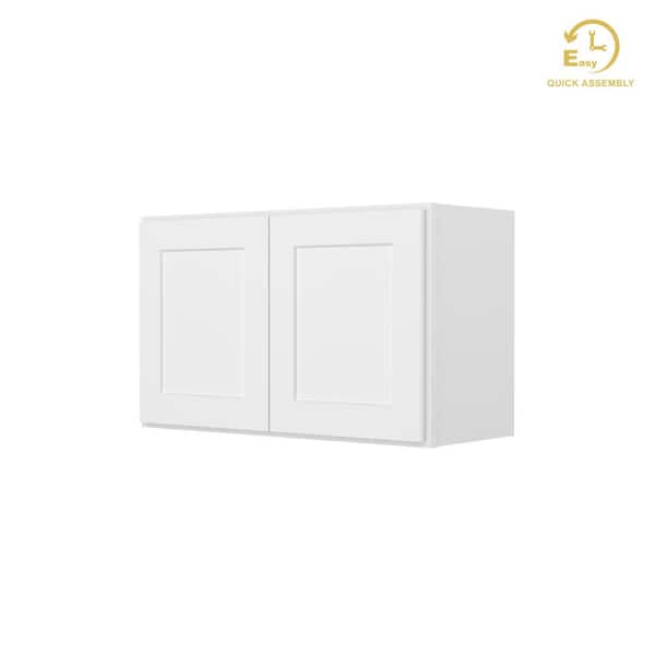 HOMLUX Easy-DIY 30 in. W x 12 in. D x 18 in. H Ready to Assemble Wall Kitchen Cabinet in Shaker White