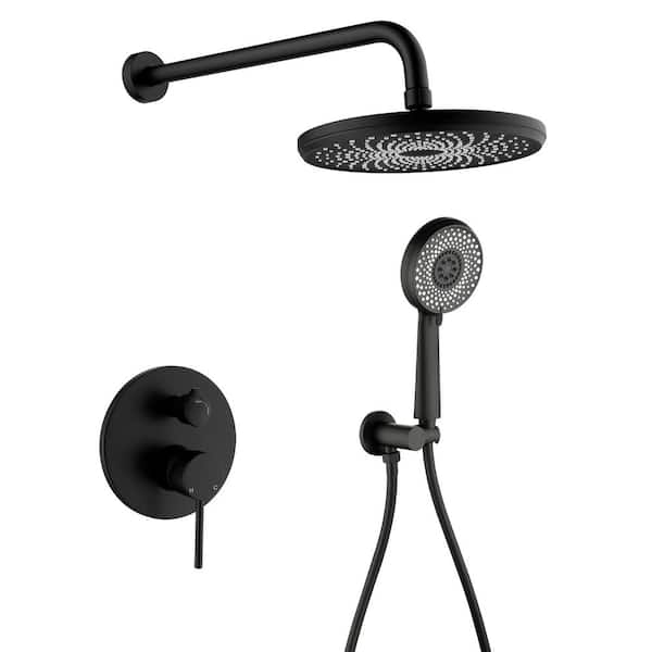 Nestfair Single Handle 6-Spray Shower Faucet 1.8 GPM with Pressure Balance in. Matte Black