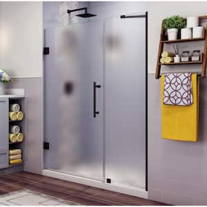 Belmore 45.25 in. to 46.25 in. x 72 in. Frameless Hinged Shower Door with Frosted Glass in Oil Rubbed Bronze