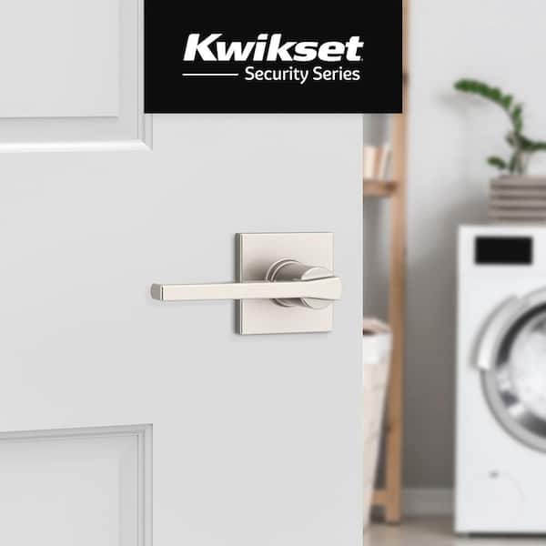 Kwikset Casey Square Hall/Closet UL Handle in Satin Nickel 407CSL