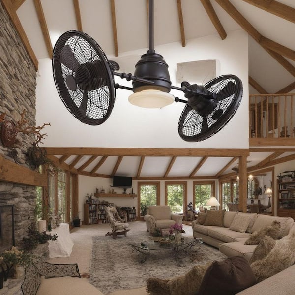 Vintage Gyro 42 in. LED Indoor Kocoa Twin Turbo Ceiling Fan with Light and Wall Control