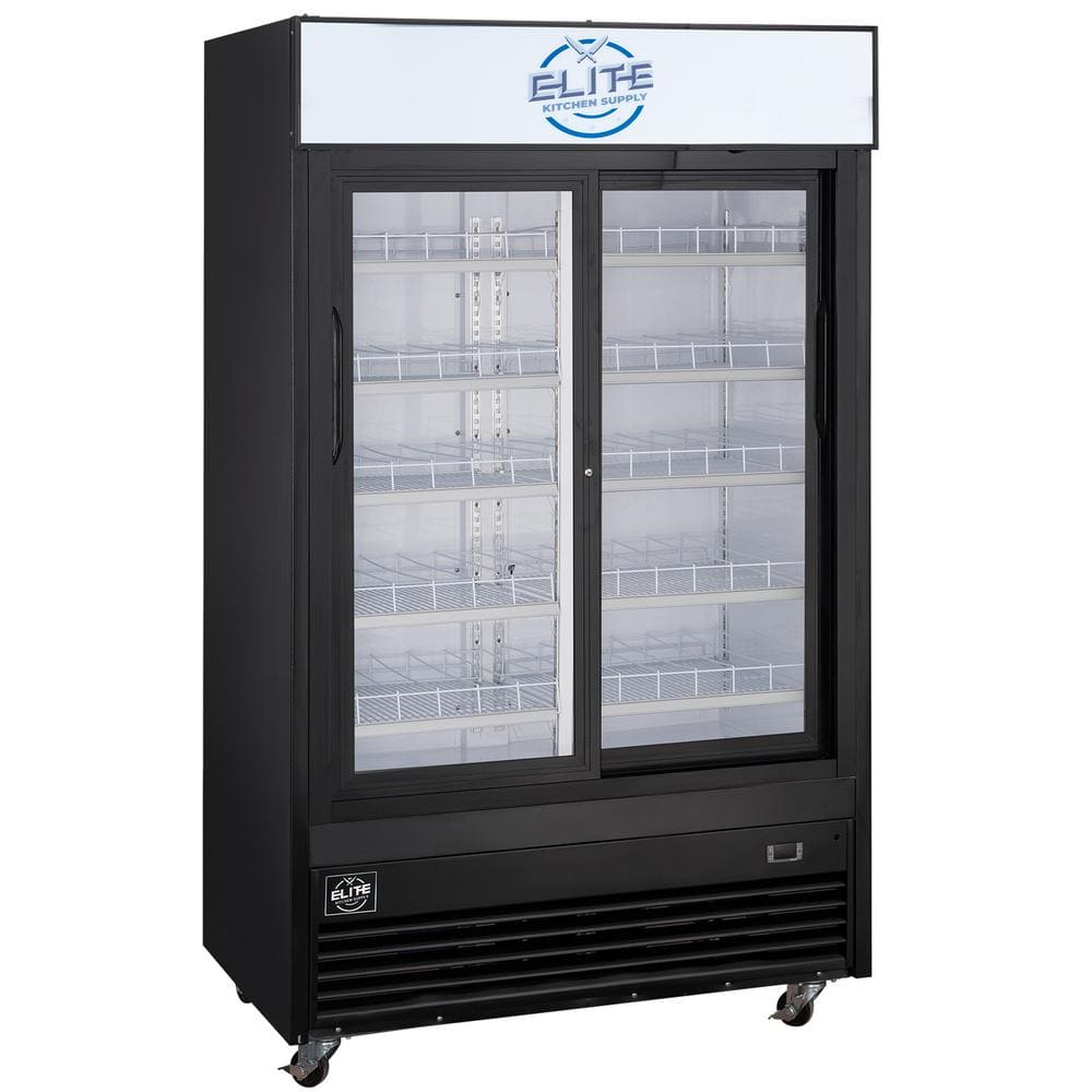 33.3 cu. ft. Commercial Merchandiser Refrigerator with Sliding Glass Doors in Black