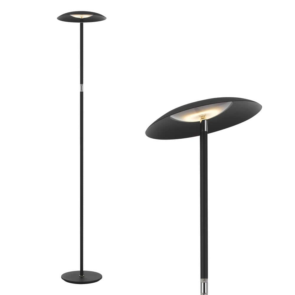 Adjustable Black LED Torchiere Floor Lamp with Touch Dimmer
