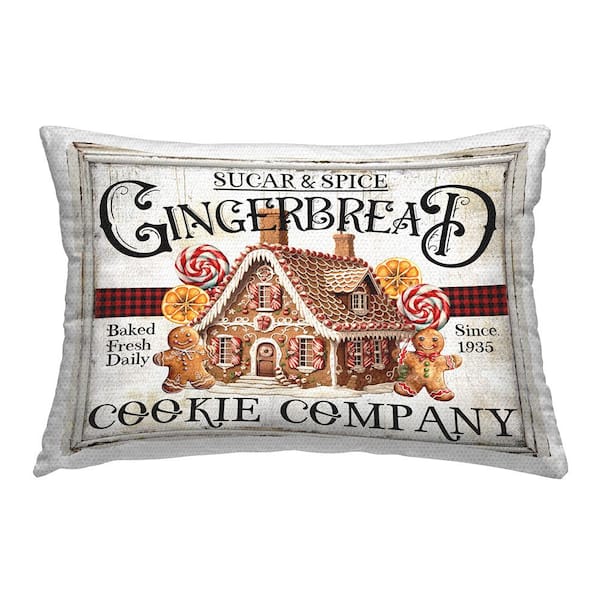 Stupell Industries Gingerbread Vintage Sign Brown Rectangular Outdoor Throw Pillow