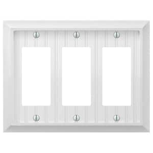Cottage 3 Gang Rocker Composite Wall Plate - White