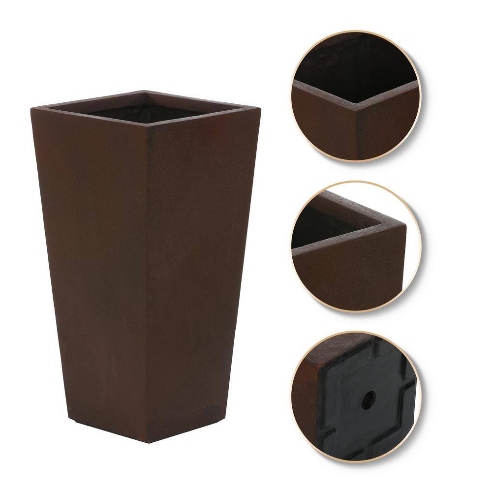 Rustic Brown Tall Square Tapered Planter