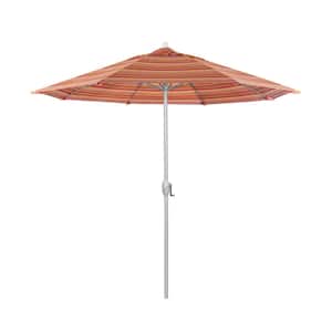 7.5 ft. Matted White Aluminum Market Patio Umbrella Fiberglass Ribs and Auto Tilt in Dolce Mango Sunbrella