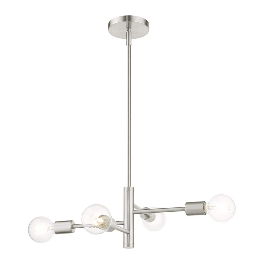 Bannister Contemporary 4-Light Asymmetrical Chandelier in Brushed Nickel