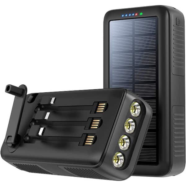 Monocrystalline Solar Panel Charger Power Bank 63200mAh Dual Outputs Inputs 4 LEDs Flashlight Hand Crank Fast Charging