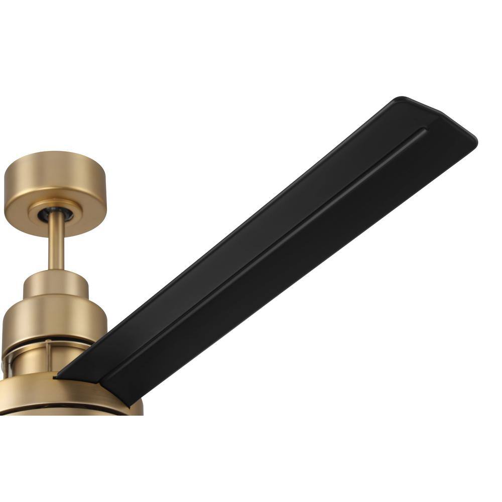 54" Satin Brass and Black Modern Ceiling Fan with Remote