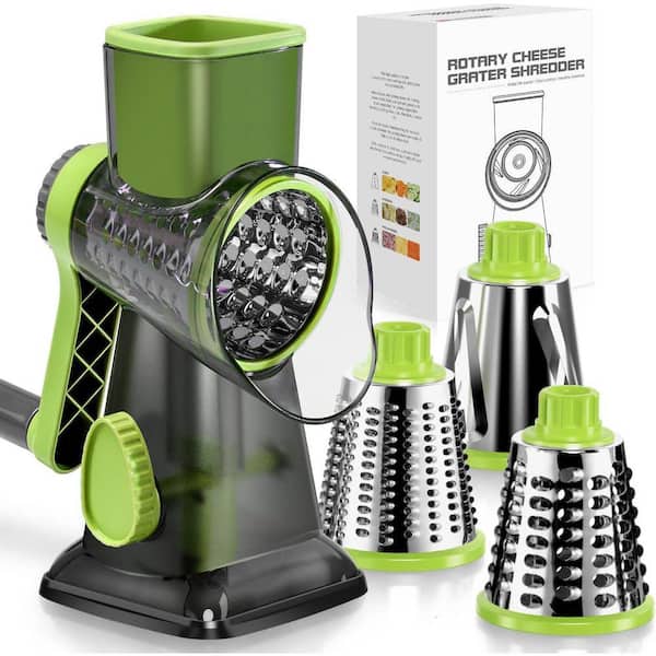 Lynzavix Dark Gray Rotary Cheese Grater with Hand Crank, 3
