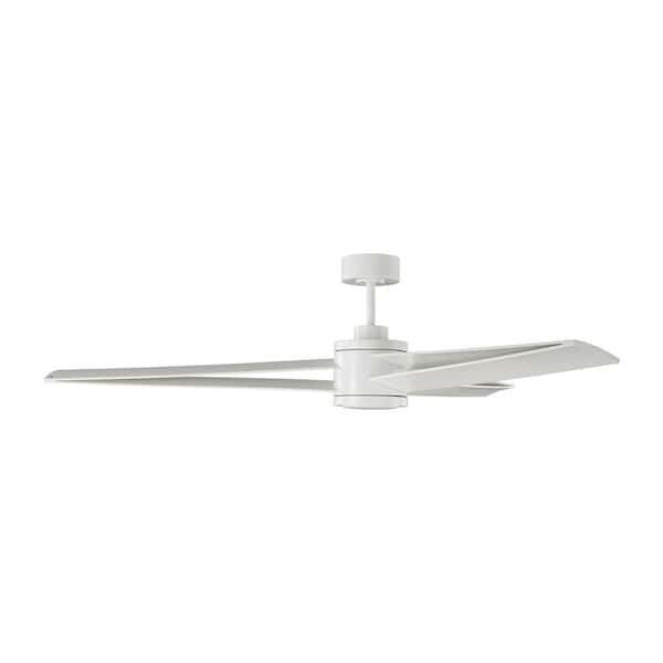 Generation Lighting Armstrong 60 in. Integrated LED Indoor/Outdoor Matte White Ceiling Fan with Light Kit, DC Motor and Remote Control