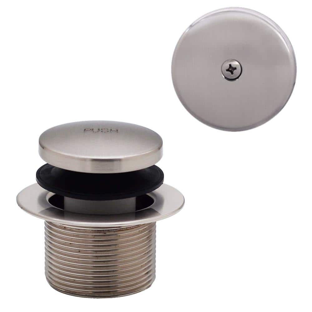 Westbrass 1-1/2 in. NPSM Coarse Thread Tip-Toe Bathtub Drain Plug with 1-Hole Overflow Faceplate ...