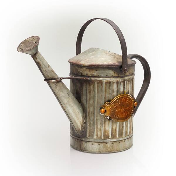 Vintage Collection Metal Large Watering Can Planter Freestanding Cream 
