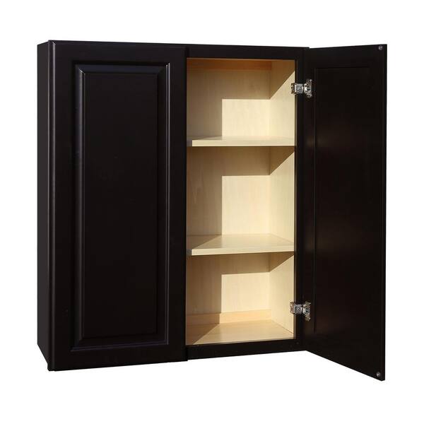 LIFEART CABINETRY LaPort Assembled 27 in. x 36 in. x 12 in. Wall Cabinet with 2 Doors 2 Shelves in Dark Espresso