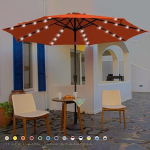 10 ft. Steel Lighted Market Tilt Solar Umbrella With Crank in Orange