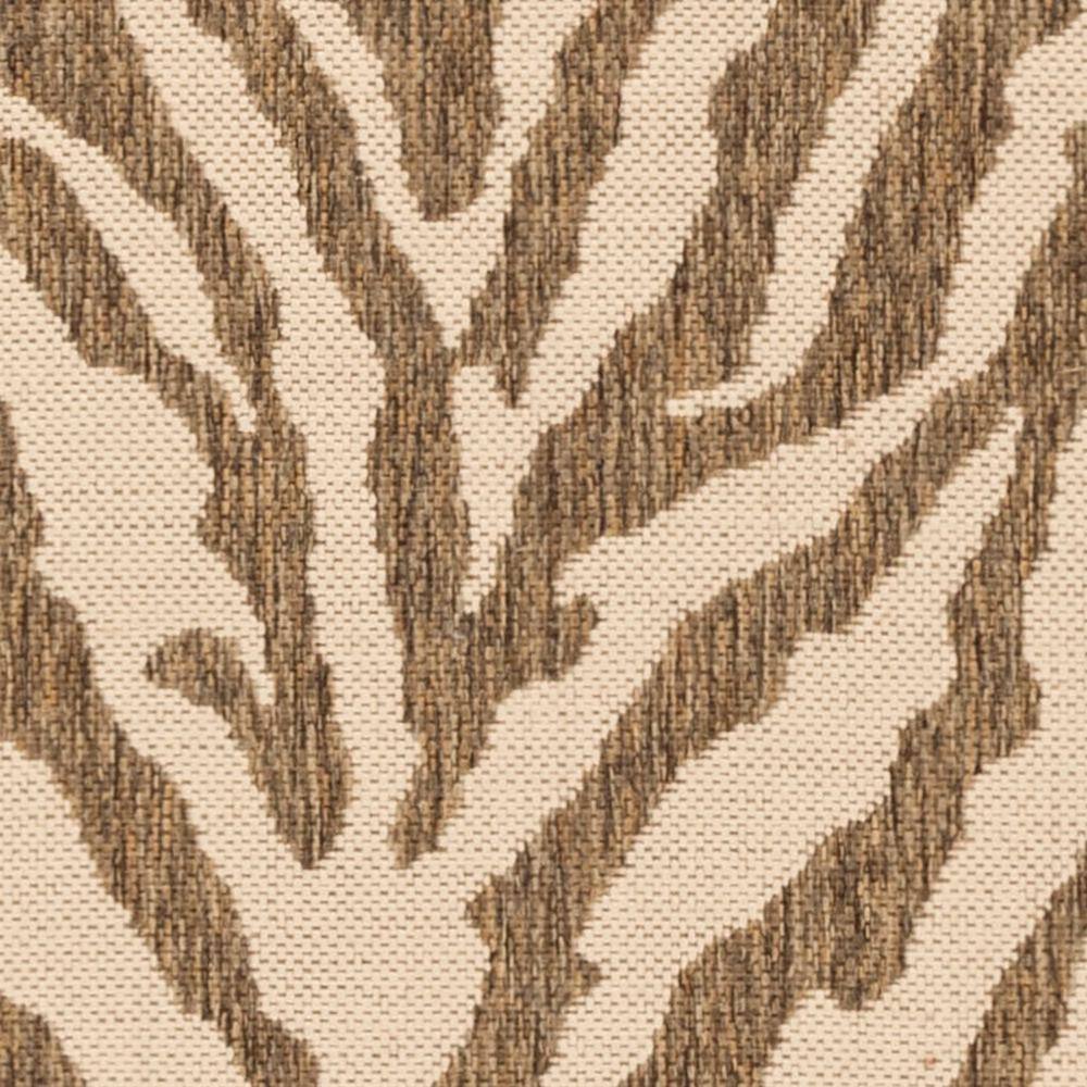 Cream and Beige Striped Indoor/Outdoor Runner Rug, 2' x 8'