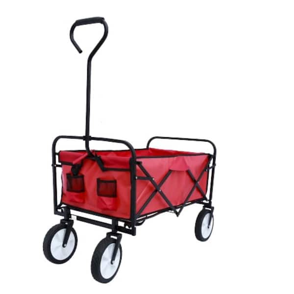 cenadinz 3.5 cu. ft. steel Garden Cart, Large Capacity Folding Wagon Garden Shopping Beach Cart, for Outdoor Activities