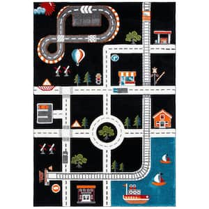 Carousel Kids Black/Ivory 5 ft. x 8 ft. Geometric Area Rug