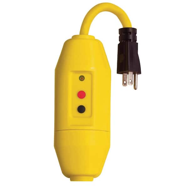 ELEGRP 2 ft. 15 Amp In-Line Self-Test Automatic Reset Portable GFCI Plug with 3-Outlet Cord, Yellow