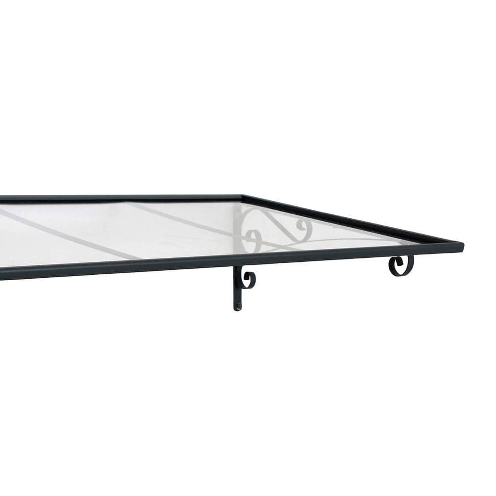 Venus 4' x 3' Clear Polycarbonate and Gray Aluminum Door Awning