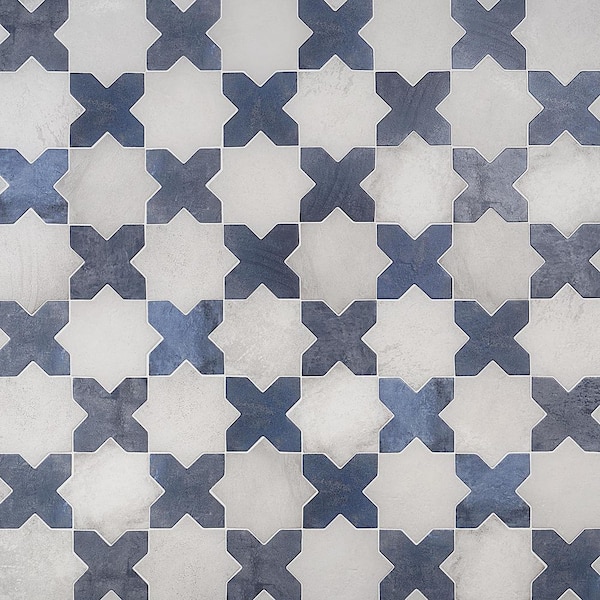 Tile View Website Ivy Hill Tile Tripoli Star-Crossed White and Blue 6.1 in. x 12.2 in ...