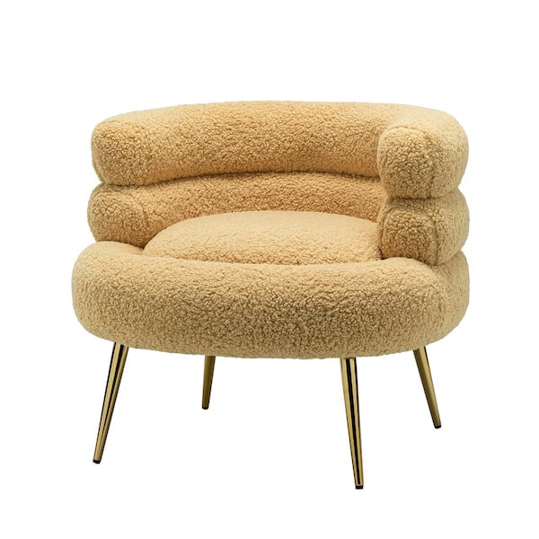 JAYDEN CREATION Virbius Mustard Barrel Chair with Metal Legs