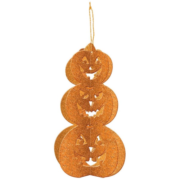 Amscan 11.5 in. x 6 in. x 6 in. 3D Glitter Pumpkin Decoration (4-Pack)