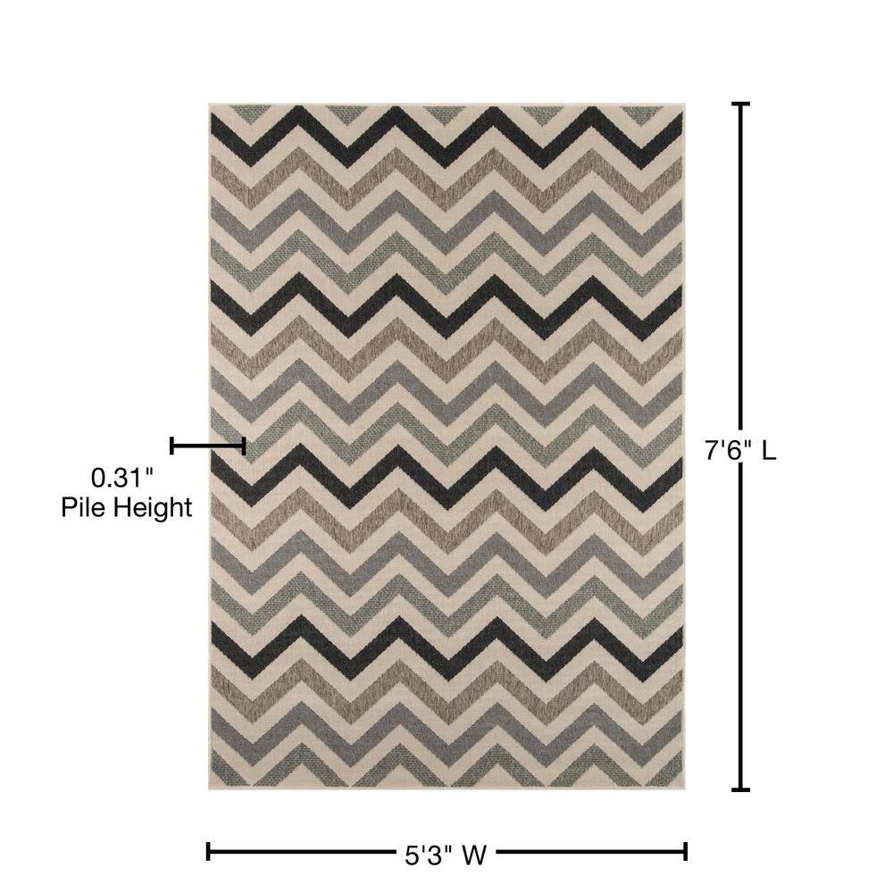 Sage Chevron Flat Woven Indoor/Outdoor Rug 5'3" x 7'6"