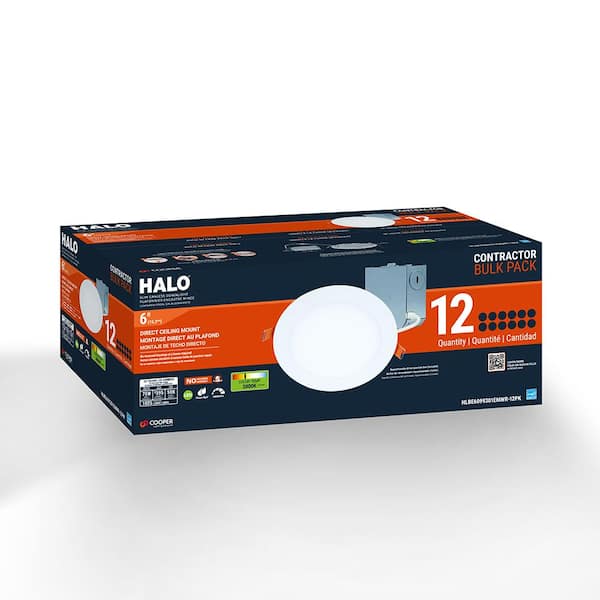 HLBE 6 in. Ultra-Slim Downlight 3000K Fixed CCT New Construction/Remodel Integrated LED Recessed Light Kit 12PK