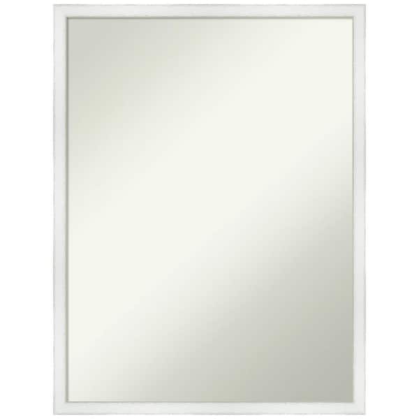 Amanti Art Breeze Distressed White 19 in. H x 25 in. W Wood Framed Non-Beveled Wall Mirror in White