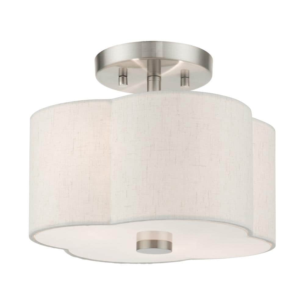 Solstice Brushed Nickel 2-Light LED Semi-Flush Drum Light