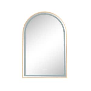 26 in. W x 39 in. H Framed Wall Mount Bathroom Vanity Mirror Arched Rose Gold, LED Light, Anti-Fog, Touch Sensor