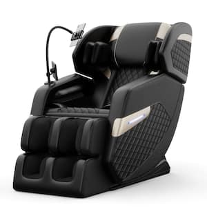 Vystan Black PU Leather Power Motorized Zero Gravity Reclining Massage Chair, Heating, Bluetooth, Lights