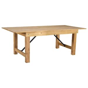 Light Natural Wood 4-Leg Dining Table (Seats 8)