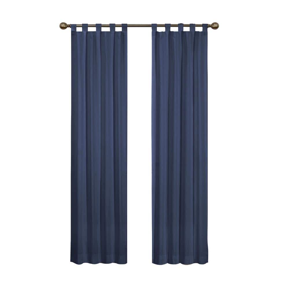 Indigo Tab Top Light-Filtering Cotton Polyester Twin Curtains