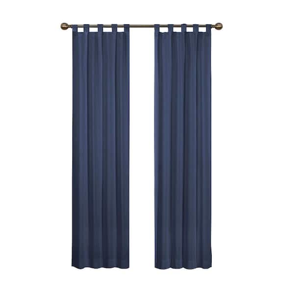 Pairs to Go Montana Indigo Solid Polyester/Cotton Blend 60 in. W x 63 in. L Light Filtering Pair Tab Top Curtain Panel