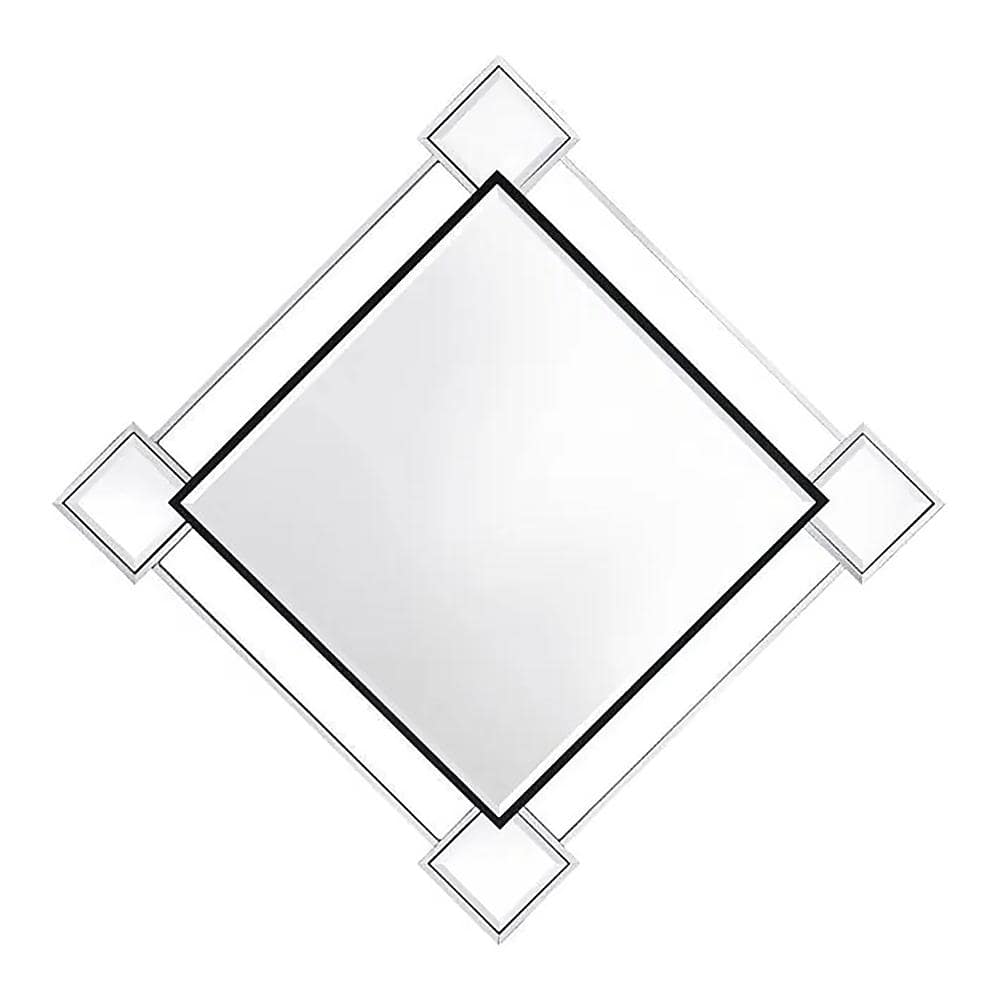 Elegant Diamond-Shaped Geometric Wall Mirror with Mirrored Trim