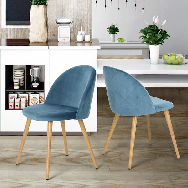 Homy Casa Zomba Blue Velvet Dining Chair (Set of 2)