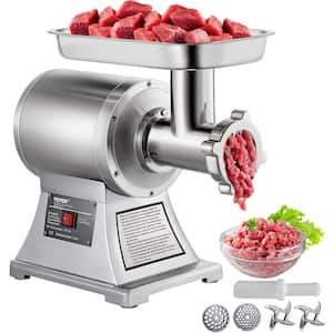 1100-Watt Silver Electric Meat Grinder 550 lbs./Hour Commercial Sausage Stuffer Maker 1.5-HP for Industrial and Home Use