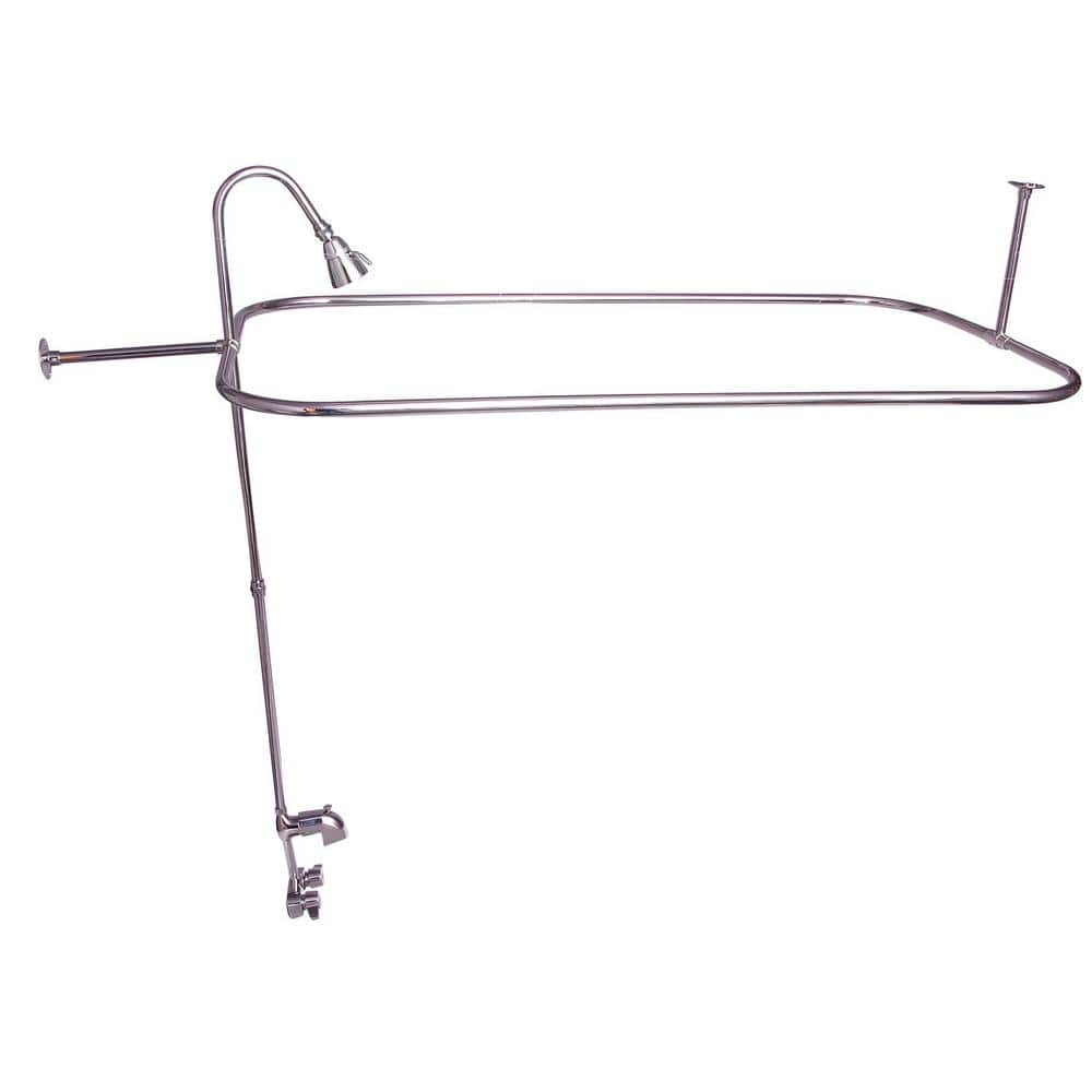 Plastic Lever 2-Handle Claw Foot Tub Faucet with Riser Showerhead and 48 in. Rectangular Shower Unit in Chrome price history on PriceWatchPro