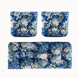 3-Piece Outdoor Chair Cushions Loveseats Outdoor Cushions Set Floral for Patio Furniture in L19"X W44"X H5", Floral