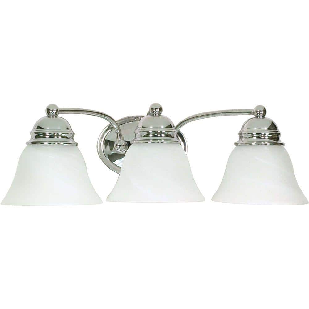 Empire Polished Chrome Three-Light Vanity with Alabaster Glass