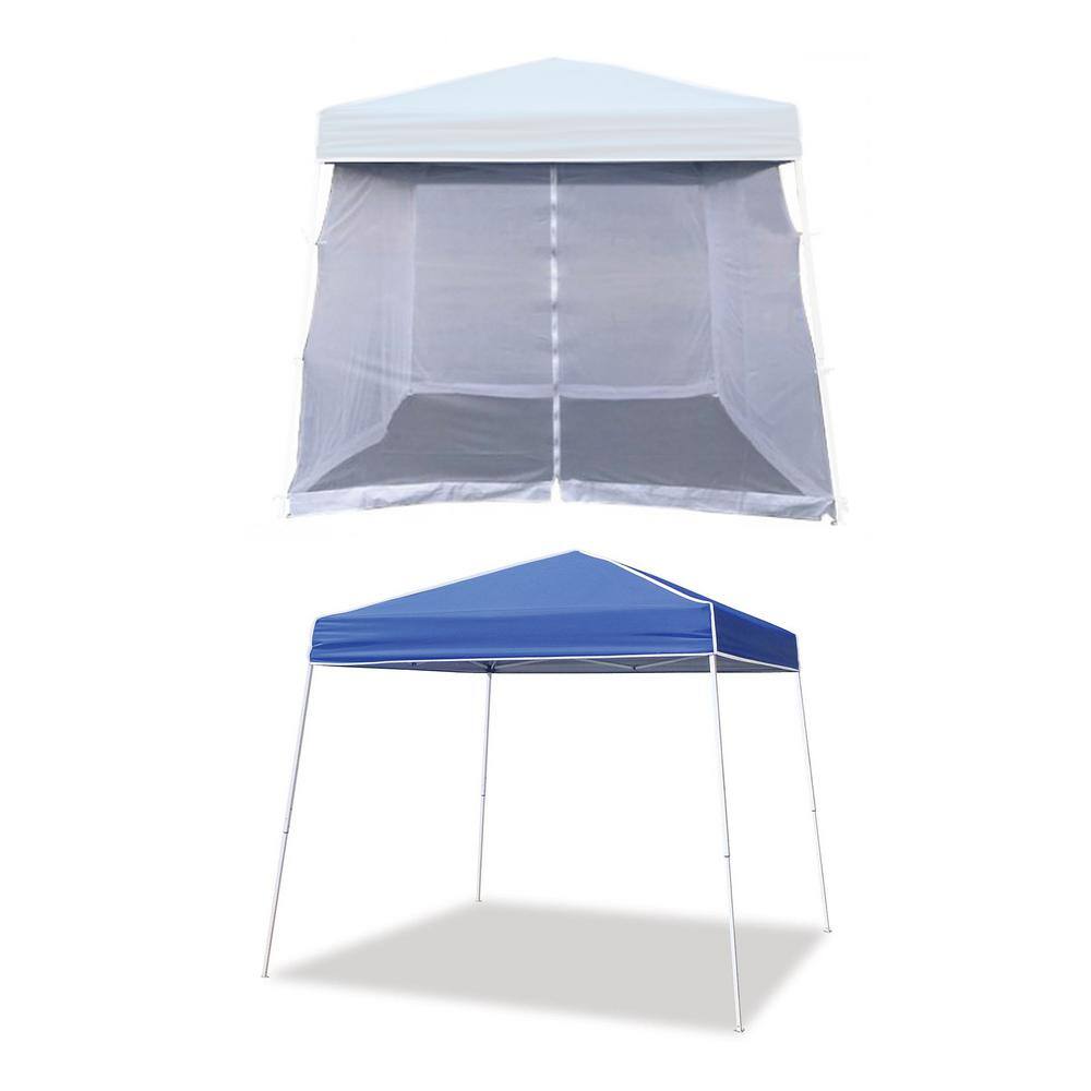 EAGLE PEAK 5 ft. x 5 ft. Blue Pop Up Canopy with 1 Removable Sunwall  E25SW1-BLU-AZ - The Home Depot